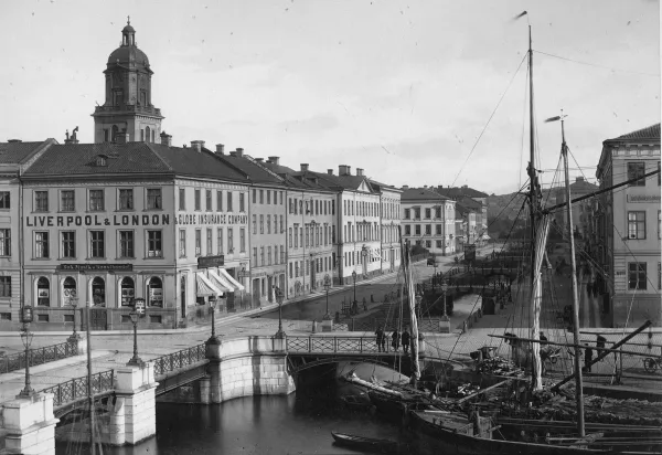 Västra Hamngatan canal in Gothenburg, Sweden